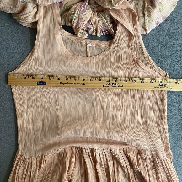 Vtg 90s NOS American Angel Romantic Boho Rose Floral Crinkle Rayon Maxi Dress M - Picture 11 of 16